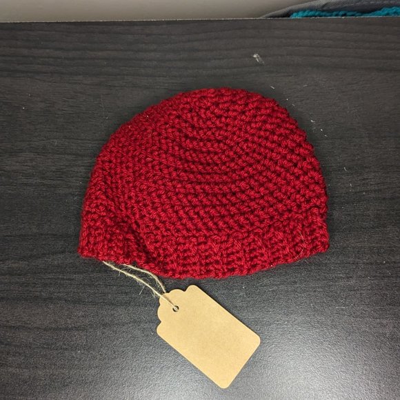 Hand Crafted Red Crochet Baby Hat 0-3 Months - Picture 2 of 2